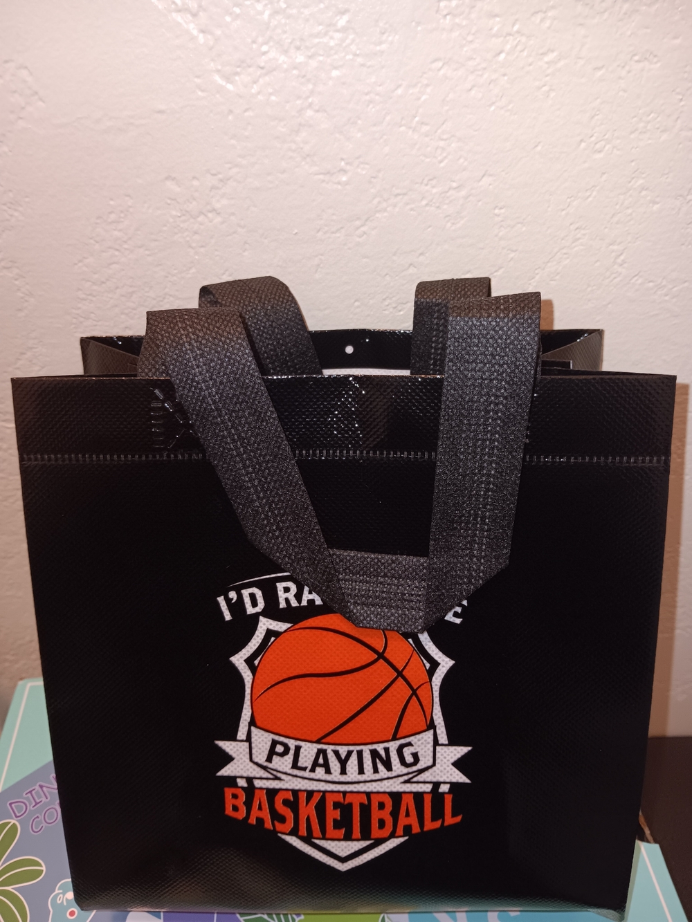 Black Basketball Graphic Tote Bag - Playing Basketball